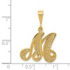 Black Bow Jewelry 14k Yellow Gold, Maci Collection, LG Filigree Script Initial M Pendant - 4 of 4