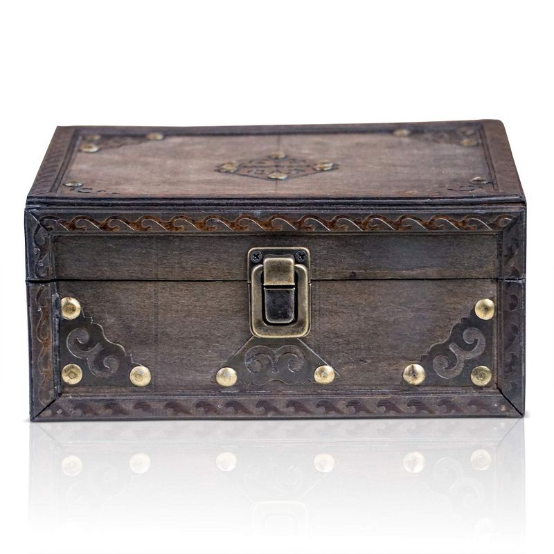 Brynnberg 13"x9"x9.5" Wooden Durable Wooden Treasure Chest with Lock, 2 of 8