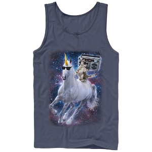 Men's Lost Gods Boombox Cat and Unicorn Space Song Tank Top - 1 of 3