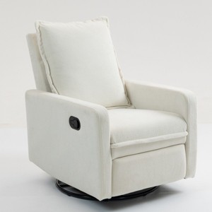 Modern Velvet Reclining Accent Chair with Manual Button Control and Leg Rest, 360° Swivel 1-Seat Sofa for Living Room or Bedroom–The Pop Home - 1 of 4
