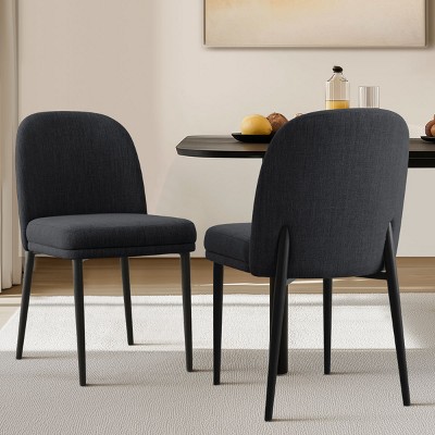 Upholstered Dining Chairs with Linen Blend Fabric and Metal Legs, Modern Armless Side Chairs for Dining Room-Maison Boucle