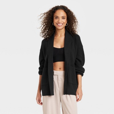 Women's Long Layering Duster Cardigan - A New Day™ Black XS