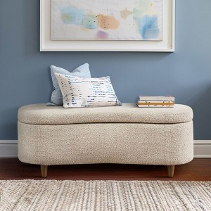 ORRD Boucle Fabric Storage Bench with Flip Top Lid, Taupe Upholstered Bench with Soft Close Hinge for Bedroom Entryway, 400 lbs Capacity - 1 of 4