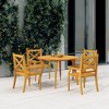 vidaXL Outdoor Furniture Set - 5 Piece Patio Dining Set Solid Acacia Wood - Slatted Design, Round Table and 4 Chairs - Farmhouse Style, Brown - 2 of 4