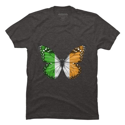 Men's Design By Humans Butterfly Flag Of Ireland By GiftsIdeas T-Shirt