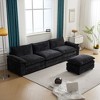 Karl Home |120 in. W Pillow Top Arm Chellie 3-Seat L-shaped Modern Sofa in Black with Ottoman - 3 of 4