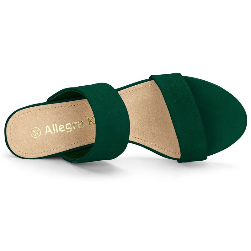 Allegra K Women's Block Heel Dual Straps Slide Sandals, 4 of 8