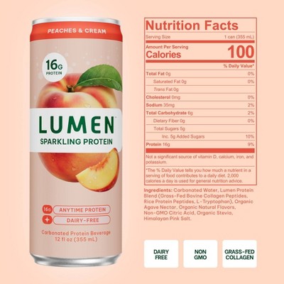Lumen Sparkling Protein Peaches & Cream - 12 fl oz