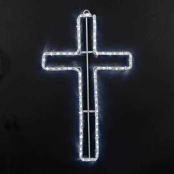 Novelty Lights 24" Pure White Religious Cross LED Rope Light Motif