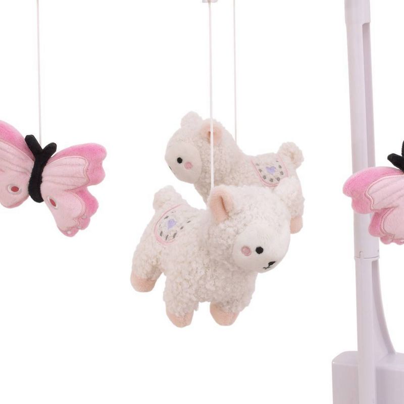 Little Love By NoJo Sweet Llama and Butterflies Musical Mobile - Pink and White, 2 of 4