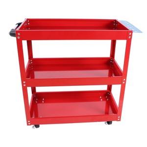 Vynxaria 3-Tier Utility Storage Shelves - Heavy Duty Rolling Tool Cart with Lockable Wheels, Red, 450 LBS Capacity - 1 of 4