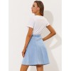 INSPIRE CHIC Women's High Waist A-Line Flared Pleated Above Knee Denim Skirt - 4 of 4