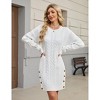 Women's Pullover Casual v-Neck Dress Rib Knit Thick Sweater Dress Winter Short Mini Dress - 4 of 4