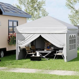GustoWave Portable Outdoor 10x10 Pop Up Canopy Tent with 4 Waterproof Sidewalls for Camping - 1 of 4