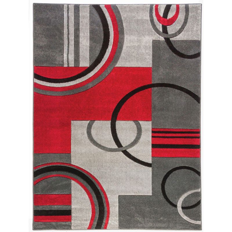Echo Shapes Circles Modern Geometric Comfy Casual Hand Carved Abstract Contemporary Thick Soft Area Rug, 1 of 10
