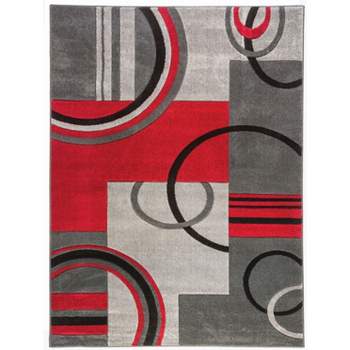 Echo Shapes Circles Modern Geometric Comfy Casual Hand Carved Abstract Contemporary Thick Soft Area Rug