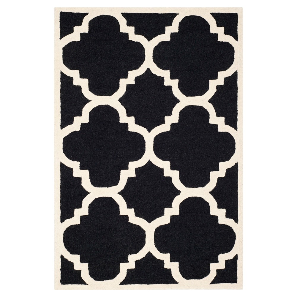 Landon Texture Wool Rug - Black / Ivory (3'x5') - Safavieh