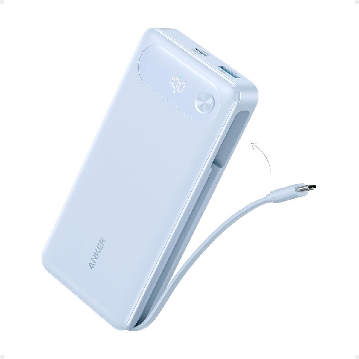 Anker Power Bank, 20,000mAh Travel Essential Portable Charger with Built-in USB-C Cable, 3-Port 87W Max Fast Charging Battery Pack - thumbnail 7