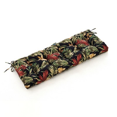 ARTPLAN Patio Bench Tufted Cushion with Tie,Outdoor Loveseat Cushion for Gliders,48x18 Inches,Floral