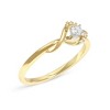14K Yellow Gold Plated Silver 1/6 Cttw Diamond Swirl and Halo Promise Ring - 3 of 4