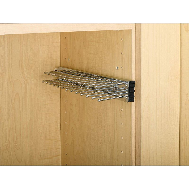 Rev-A-Shelf TRC-12CR 12-Inch Side Mount Extending Closet Tie and Belt Organization Storage Rack Holder for Up To 23 Ties, Chrome (2 Pack), 3 of 7