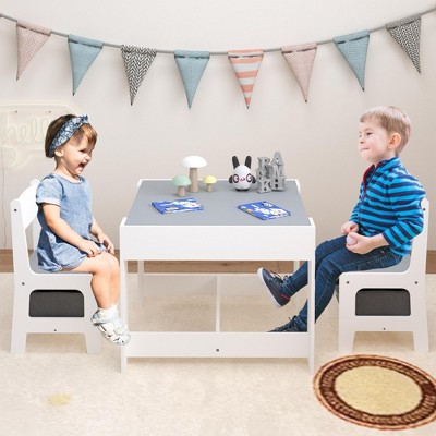 VYNXARIA Kids Table and Chair Set, 3 in 1 Wooden Table with Drawer for Toddlers Drawing, Reading, Crafts, Detachable Tabletop for Nursery, Playroom