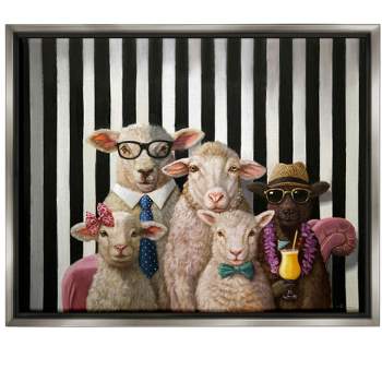 Stupell Industries Traditional Sheep Family Portrait Framed Floater Canvas Wall Art