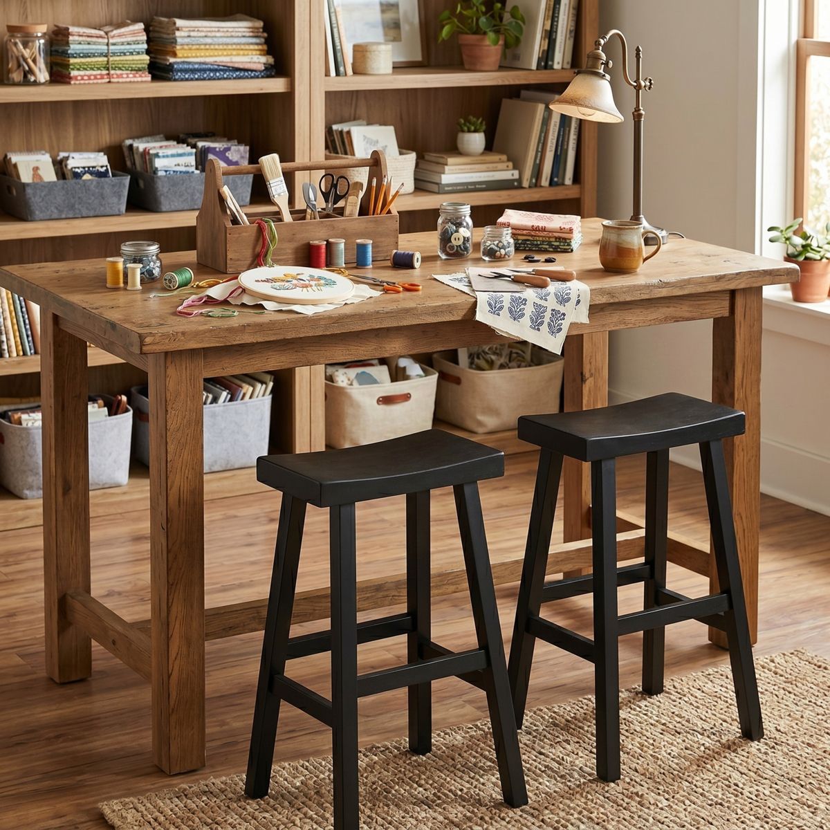 Alaterre Furniture Hayes Bar Stools Set of 2 - 31-Inch Tall Counter Height Bar Stools with Backless Saddle Seat and Footrests - thumbnail 8