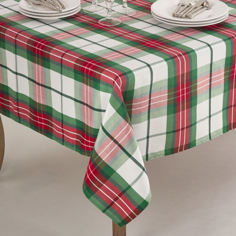 Saro Lifestyle Plaid Design Holiday Tablecloth, 1 of 5