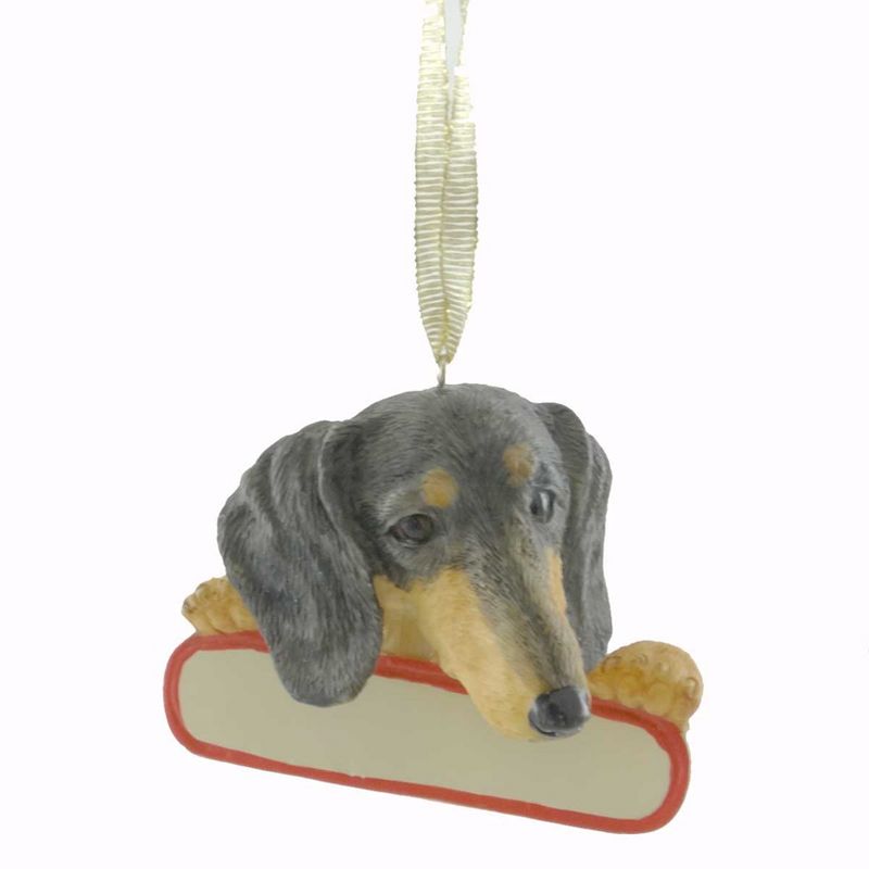 Personalized Ornaments 2.0 Inch Black Dachshund Christmas Doy Puppy Tree Ornaments, 1 of 3
