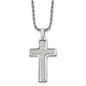 Black Bow Jewelry Stainless Steel 2 Piece Laser Cut Cross Necklace - 22 Inch - 1 of 4