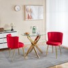Okak Modern Accent Chair, with Iron Tube Golden Color Legs, Velvet and Comfortable Backrest, Set of 2 - 2 of 4