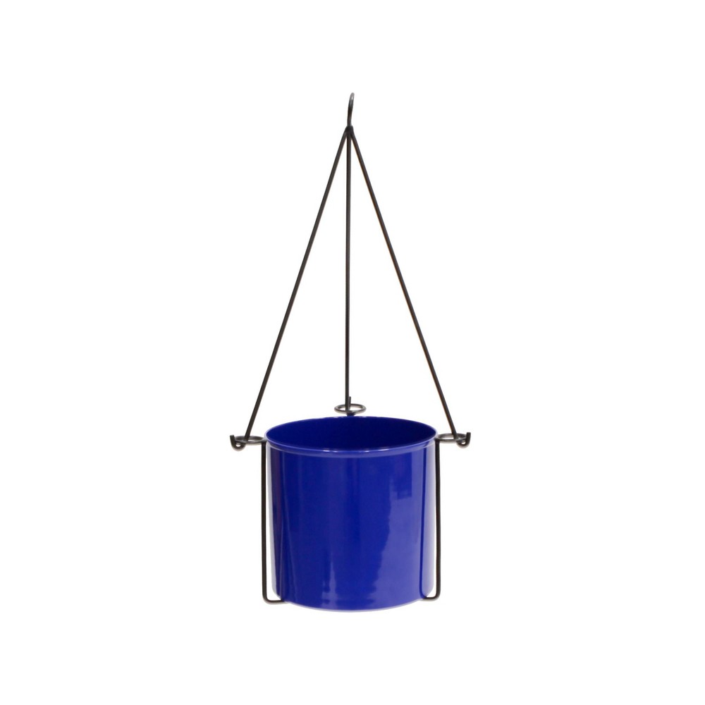 Photos - Flower Pot ACHLA Designs 10.5" Wide Indoor/Outdoor Cylindrical Galvanized Vera Hanging Planter Pot French Blue: Steel Construction, Cei