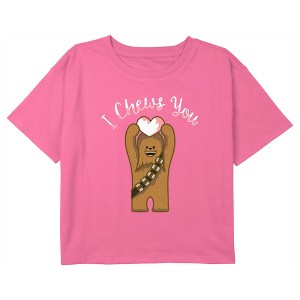 Girl's Star Wars Valentine's Day I Chews You Heart Crop T-Shirt - 1 of 3
