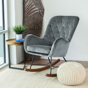 Mid Century Modern Fabric Rocking Chair with Plush Cushioning and ...
