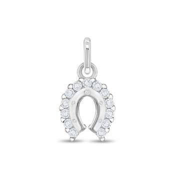 Girls' CZ Horseshoe Sterling Silver Charm - Clear - In Season Jewelry