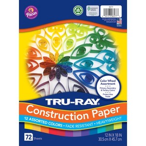 Tru-Ray Color Wheel Assortment, 12 Vibrant Colors, 12" x 18", 72 Sheets (Pack of 2) - 1 of 1
