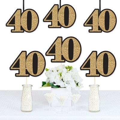 Big Dot of Happiness Adult 40th Birthday - Gold - Decorations DIY Party Essentials - Set of 20
