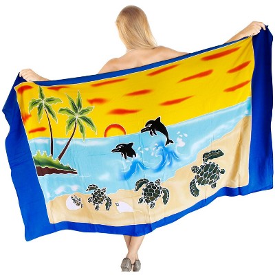 LA LEELA Women's Bikini Skirt Sarong Swimsuit Cover up Summer Wraps Bathing suit Swimwear Beach Wrap Skirts for Women One Size Blue, Fish