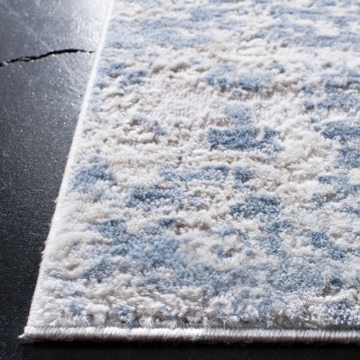Elegant Grey/Blue Abstract Synthetic 26''x10'' Runner Rug
