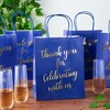 Sparkle and Bash 24 Pack Medium Paper Gift Bags with Tissue Paper for Party Favor, Thank You for Celebrating with us, Blue - 2 of 4