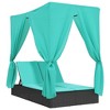 Double Sun Lounger with Roof and Curtains Black Poly Rattan vidaXL - 2 of 4