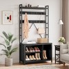 Hall Tree with Bench,Industrial Coat Rack Shoe Storage Entryway Organizer with Storage Cubbies, Mudroom Foyer Shoe Bench Coat Stand for Home - 3 of 4