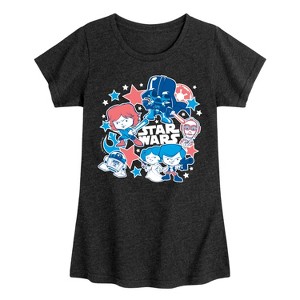 Girls' - Star Wars - Americana Stickers Fitted Short Sleeve Graphic T-Shirt - 1 of 4