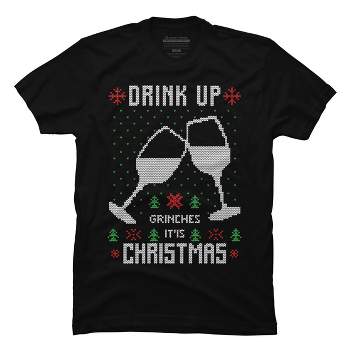 Men's Design By Humans Drink Up Grinches Ugly Christmas Sweater By shirtpublic T-Shirt