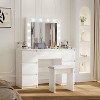 Okak Modern Makeup Vanity with 7 Drawers, Compact Vanity with Large Mirror and Ample Foot Space, Vanity Desk for Bedroom, Living Room, Matte White - 2 of 4
