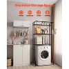 VEVOR Over Washer and Dryer Storage Shelf, 3 Tiers Laundry Room Drying Rack with Hanger Rod and Hooks, Single Row Washer Shelves Space Saver, Black - 3 of 4