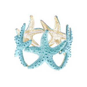 Anna-Kaci Women's Starfish Design Elastic Cuff Ring Bracelet Summer Beach Inspired Jewelry - 1 of 4