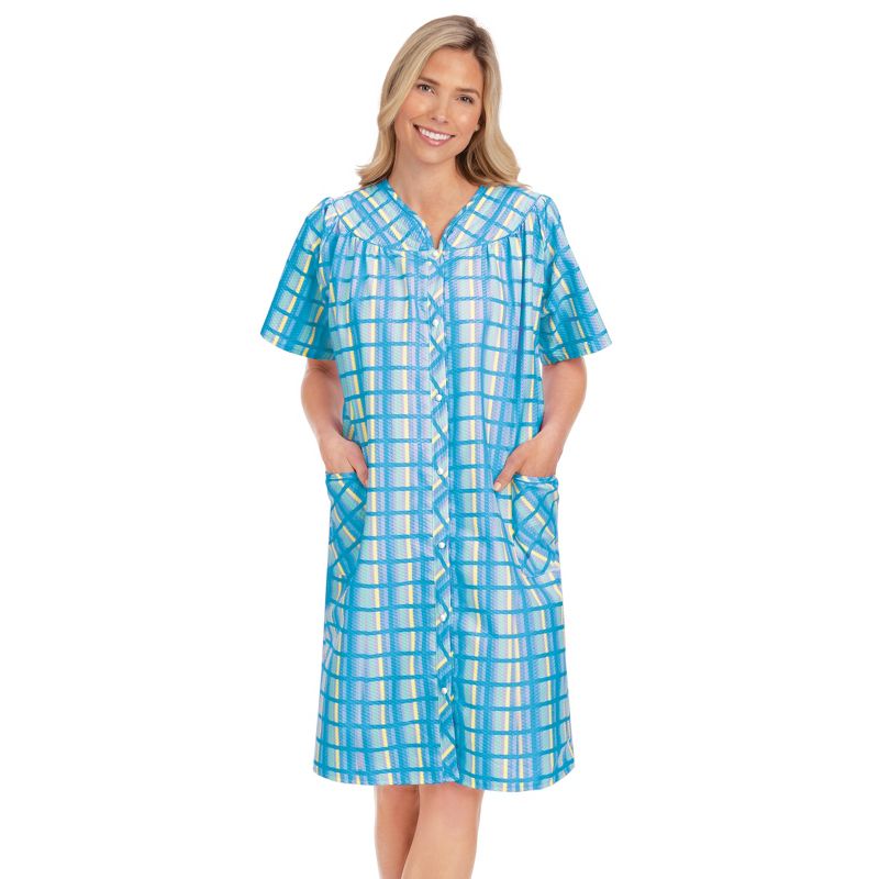 Collections Etc Plaid Snap Front Robe, 2 of 5