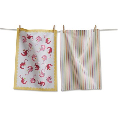 Tag Shrimp Cocktail Dishtowel Set Kitchen Textiles Everyday Machine Wash Dry 26x18 Inches Multi-Color